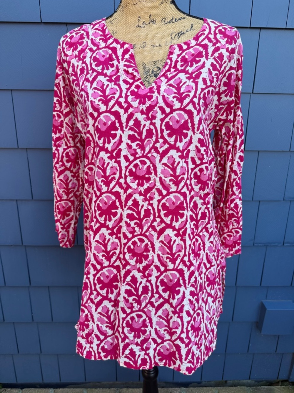 Dolma L Pink and White Printed Tunic top